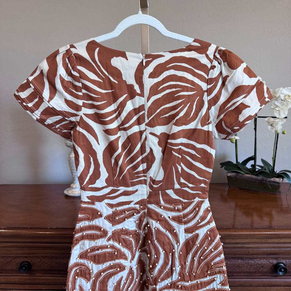 BTB Los Angeles NWT Camel Cream Beaded Soutache Maxi Dress Small - Picture 5 of 8